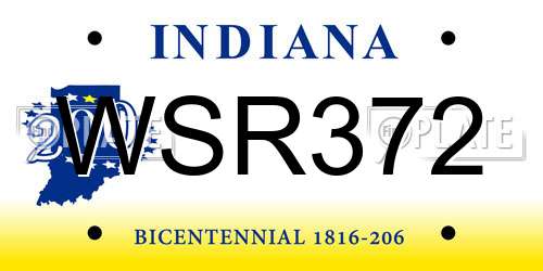WSR372 Indiana License Plate
