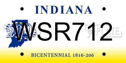WSR712 Indiana License Plate