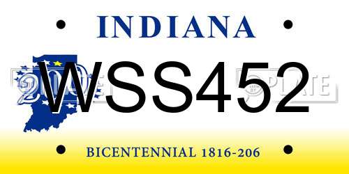 WSS452 Indiana License Plate