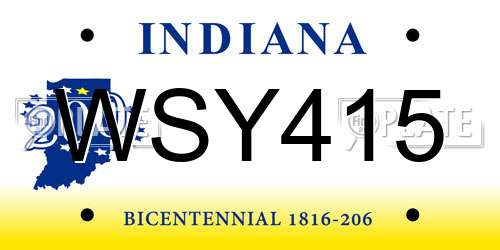 WSY415 Indiana License Plate