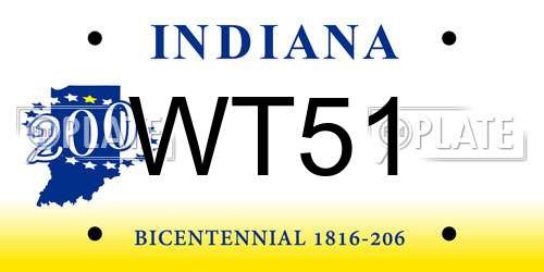 WT51 Indiana License Plate