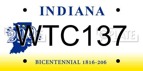 WTC137 Indiana License Plate