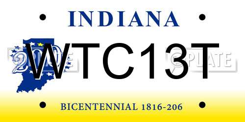 WTC13T Indiana License Plate