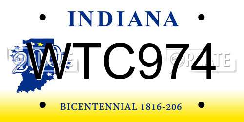 WTC974 Indiana License Plate