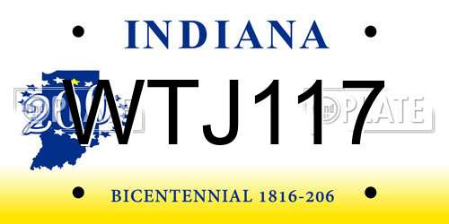 WTJ117 Indiana License Plate