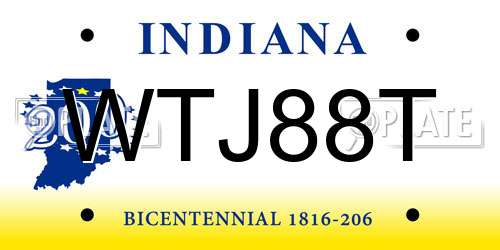 WTJ88T Indiana License Plate