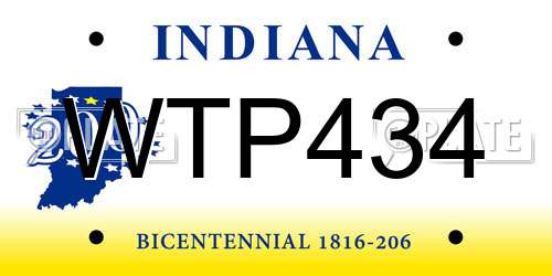 WTP434 Indiana License Plate