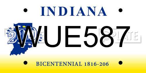 WUE587 Indiana License Plate