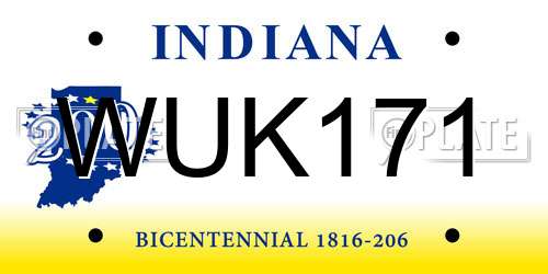 WUK171 Indiana License Plate