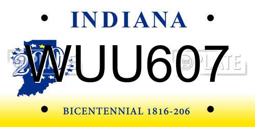 WUU607 Indiana License Plate