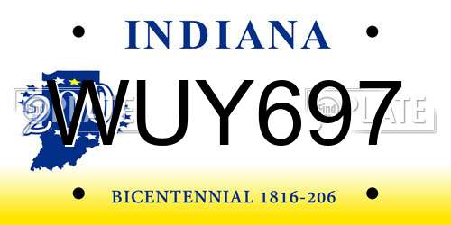 WUY697 Indiana License Plate