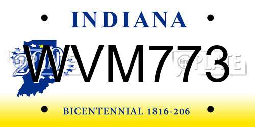 WVM773 Indiana License Plate
