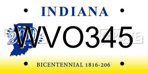 WVO345 Indiana License Plate