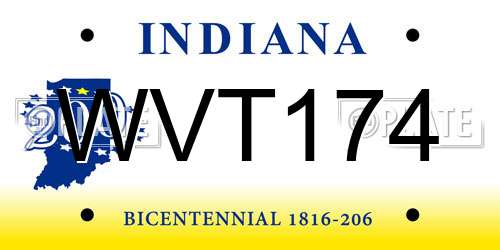 WVT174 Indiana License Plate