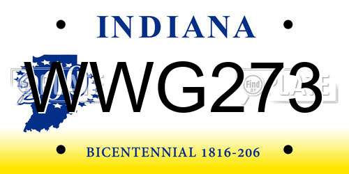 WWG273 Indiana License Plate