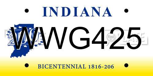 WWG425 Indiana License Plate