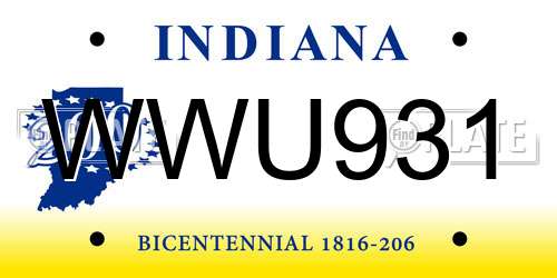 WWU931 Indiana License Plate