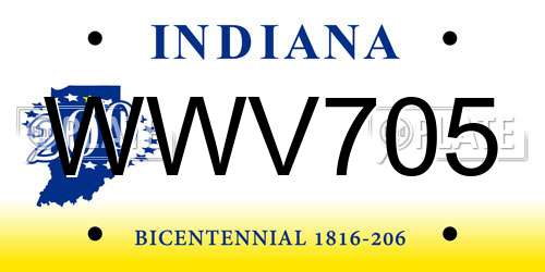 WWV705 Indiana License Plate