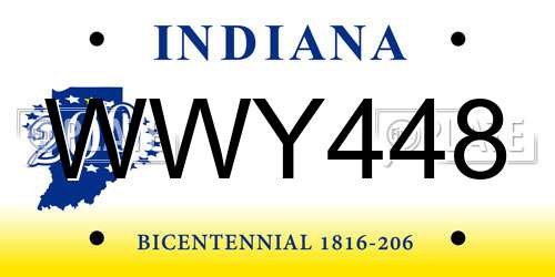 WWY448 Indiana License Plate