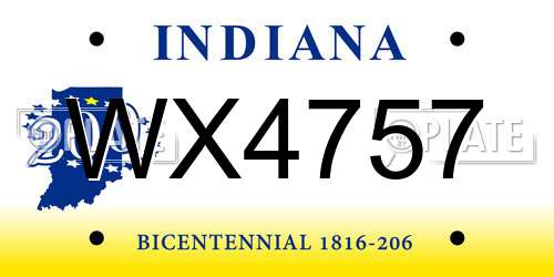 WX4757 Indiana License Plate