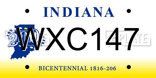 WXC147 Indiana License Plate