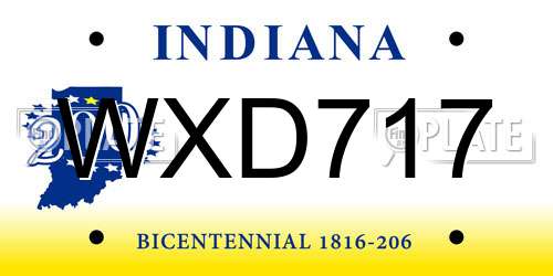 WXD717 Indiana License Plate