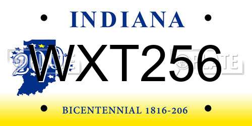 WXT256 Indiana License Plate