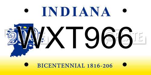 WXT966 Indiana License Plate