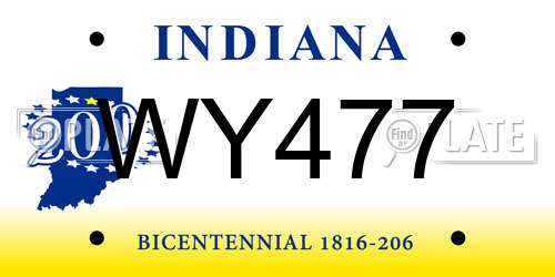 WY477 Indiana License Plate