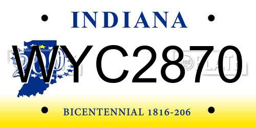 WYC2870 Indiana License Plate