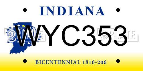 WYC353 Indiana License Plate