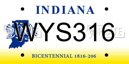 WYS316 Indiana License Plate