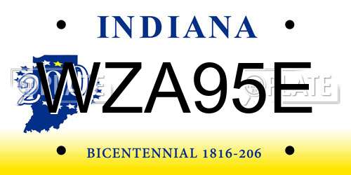 WZA95E Indiana License Plate
