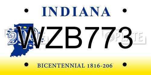 WZB773 Indiana License Plate