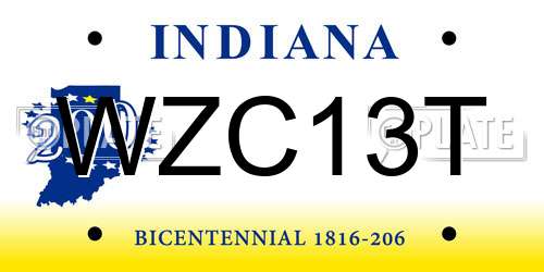 WZC13T Indiana License Plate