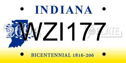 WZI177 Indiana License Plate