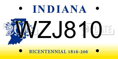 WZJ810 Indiana License Plate