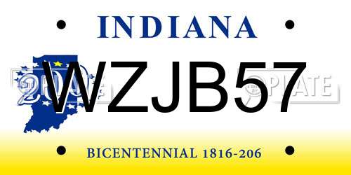 WZJB57 Indiana License Plate