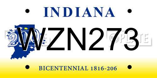 WZN273 Indiana License Plate