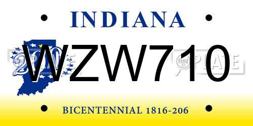 WZW710 Indiana License Plate