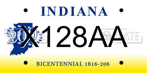 X128AA Indiana License Plate