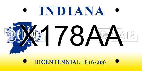X178AA Indiana License Plate