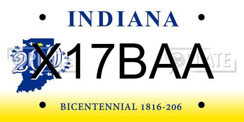 X17BAA Indiana License Plate