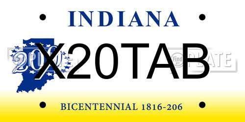 X20TAB Indiana License Plate