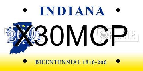 X30MCP Indiana License Plate