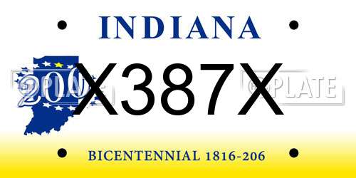 X387X Indiana License Plate