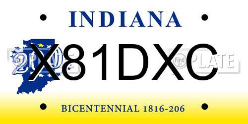 X81DXC Indiana License Plate
