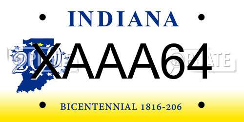 XAAA64 Indiana License Plate