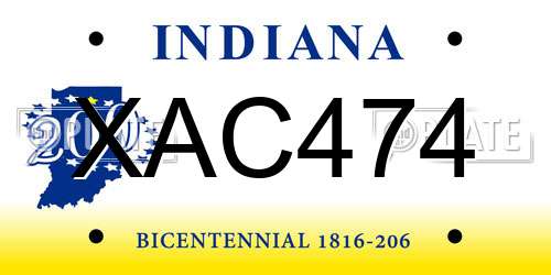 XAC474 Indiana License Plate