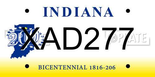 XAD277 Indiana License Plate